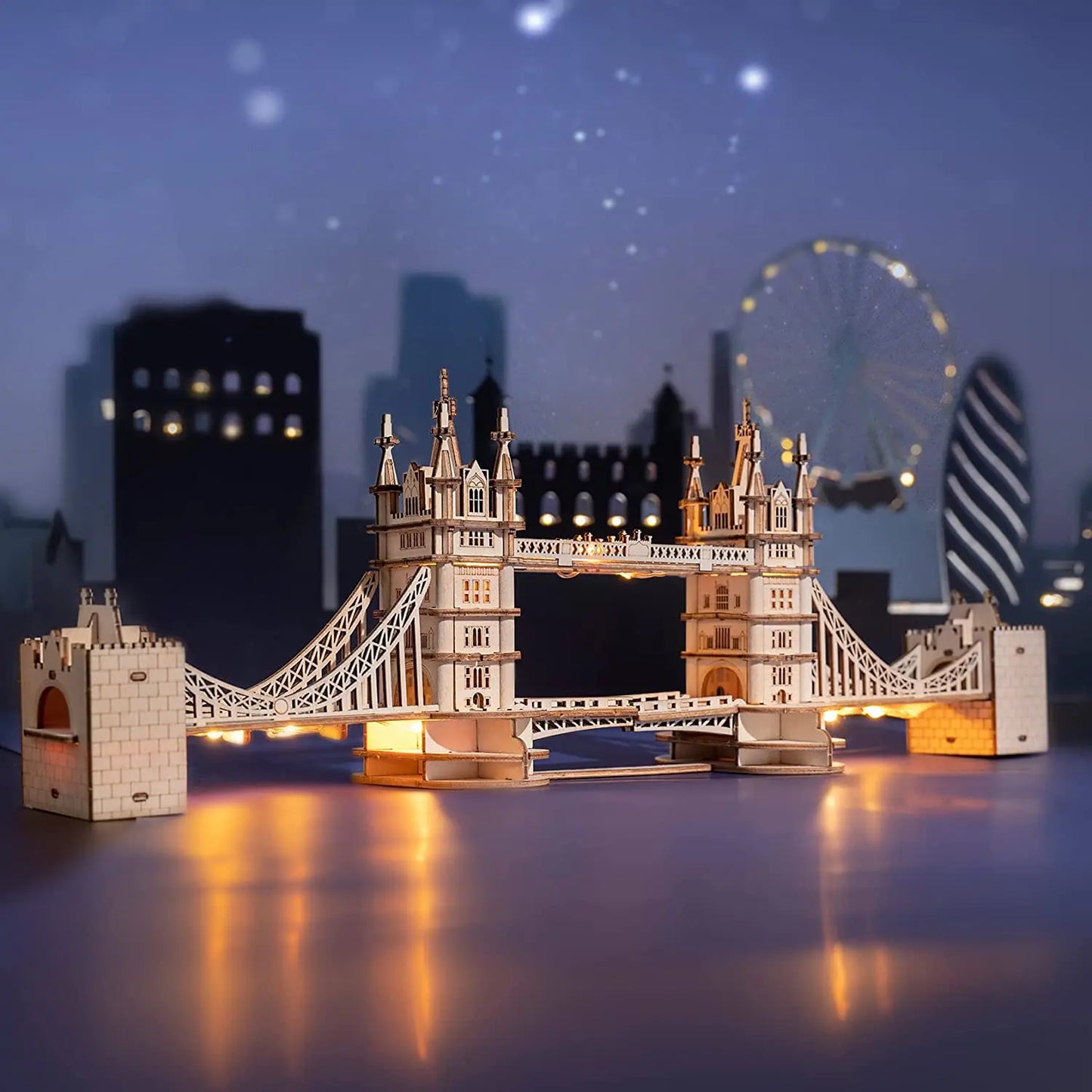 Robotime Rolife DIY 3D Tower Bridge Big Ben Famous Building Wooden Puzzle Game Easy Assembly Toy Gift for Children Teen Adult